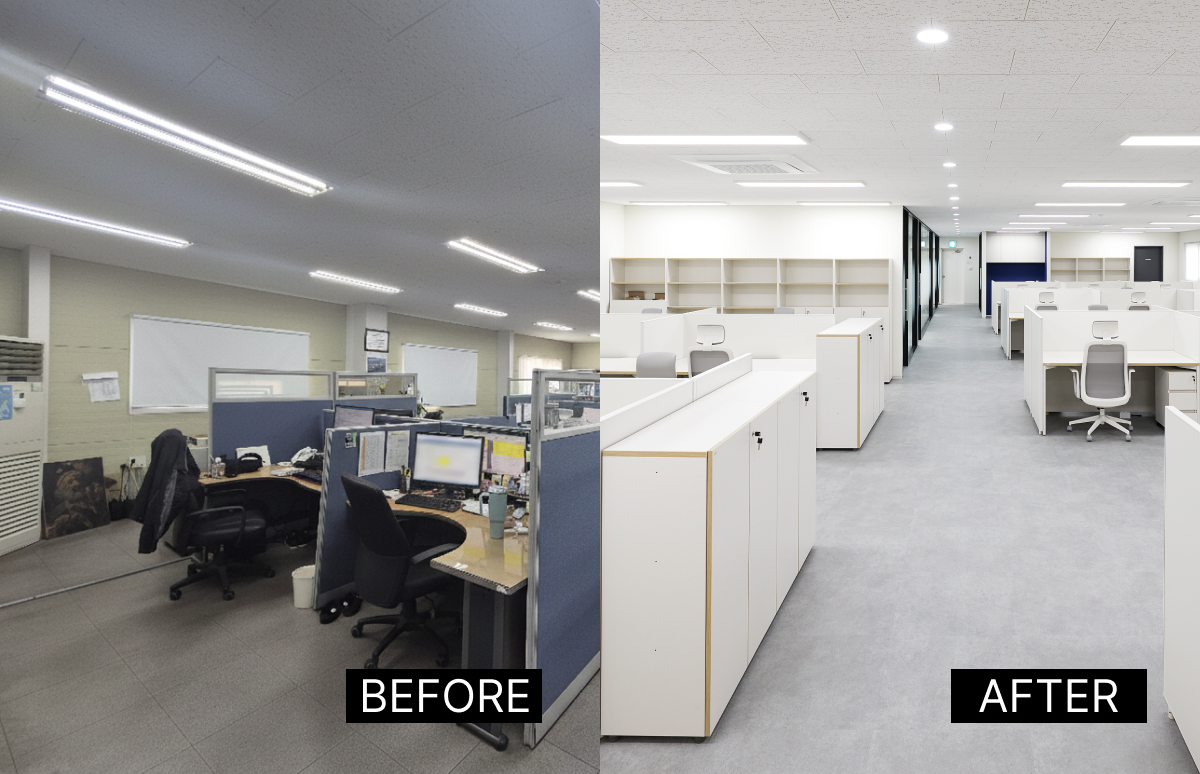 상동산업, 뼈대 빼고 싹 바꾸다! 세기말 감성을 걷어내고 180도 달라진 회사 인테리어